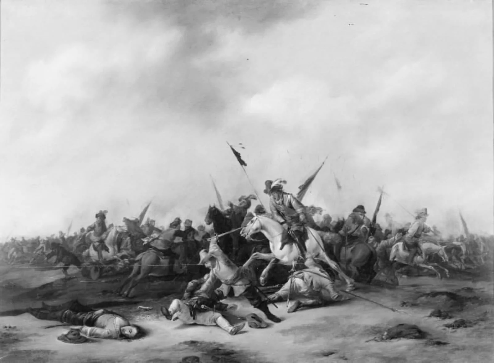 Cavalry and Infantry Skirmish, by Unknown, 1632