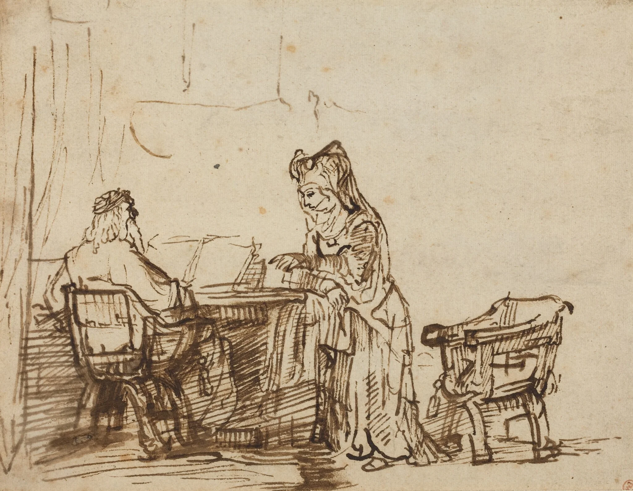 Hannah Rejecting the Reproaches of the Prophet Eli, by Unknown, ink, 1638