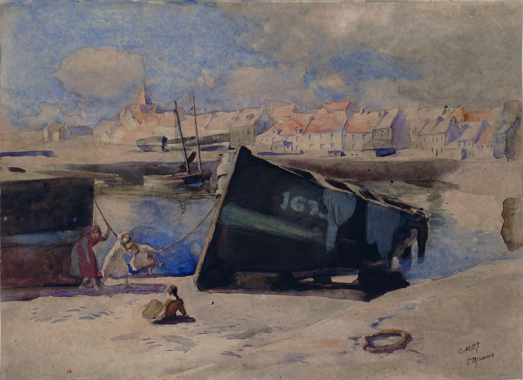 The Beach of St. Monans, Fife, by Charles Hodge Mackie, watercolor, 1880
