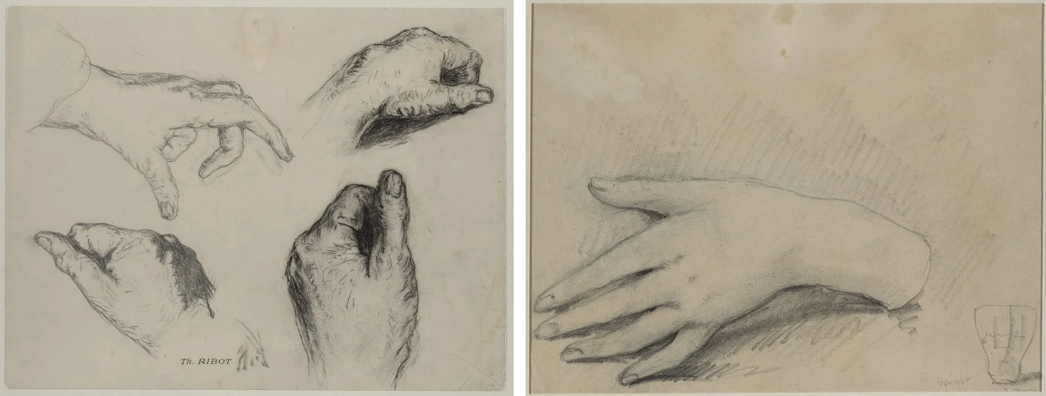 Study of Hands (recto); Study of a Woman's Hand (verso), by Augustin Théodule Ribot, 1804