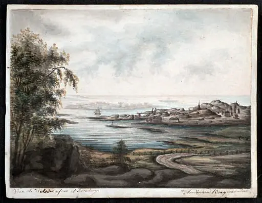 Helsinki 1810-luvulla koillisesta nähtynä, Suomenlinna