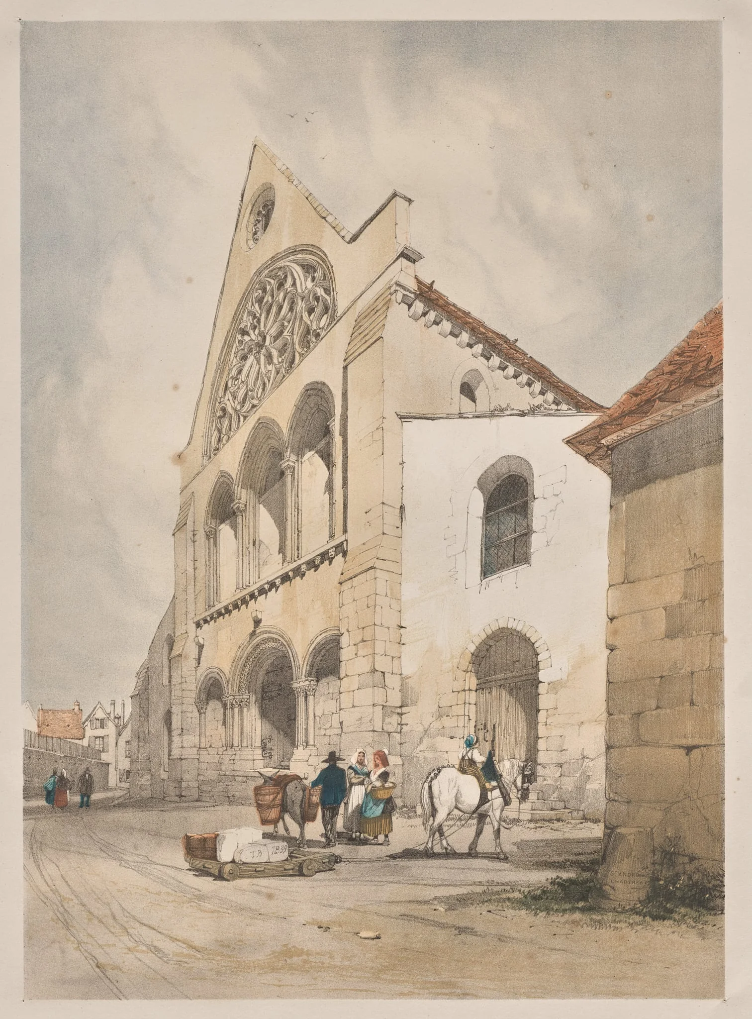 Picturesque Architecture in Paris, Ghent, Antwerp, Rouen:  St. Andre, Chartres, France, by Thomas Shotter Boys, 1839
