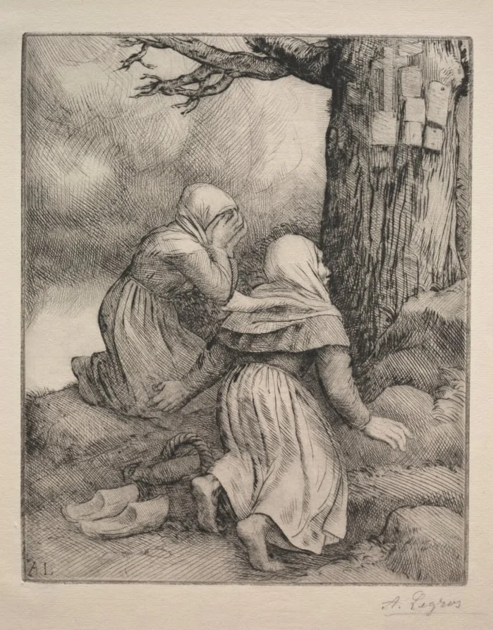 Bowing before the Tree (L'arbre de salut), by Alphonse Legros, 1884