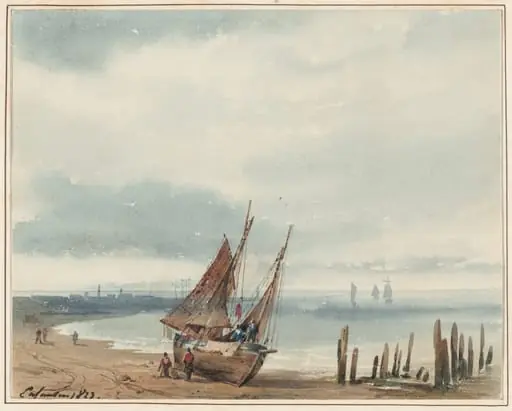 Coastal View in Normandy, with a Beached Boat