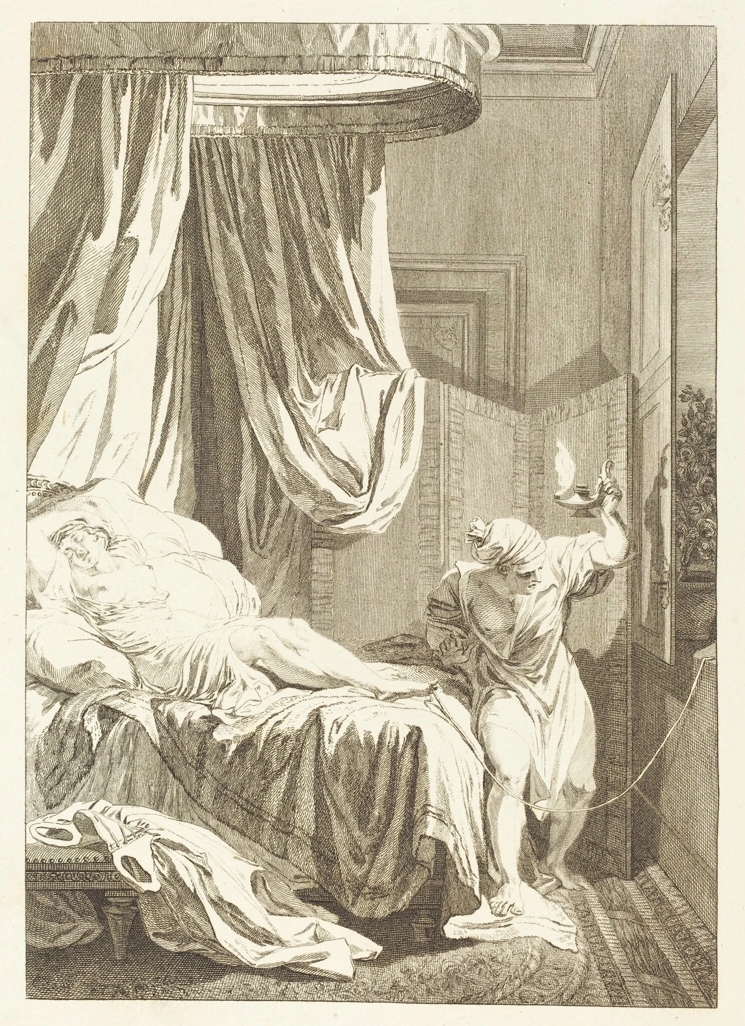 La gageure des trois commeres: Le fil, by French 18th Century, ink, 1750