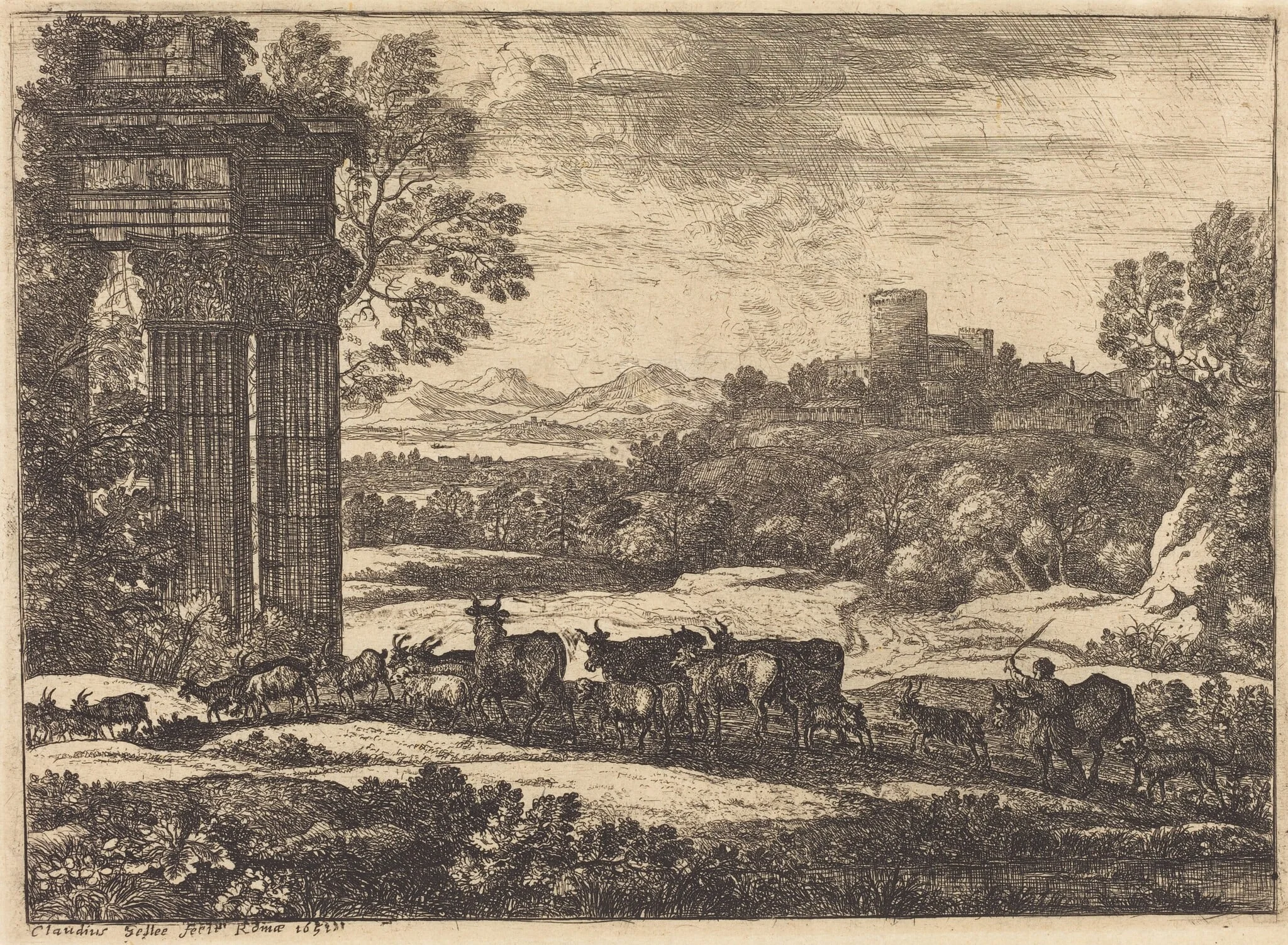 The Herd Returning in Stormy Weather (Le troupeau en marche par un temps orageux), by Claude Lorrain, ink, 1650