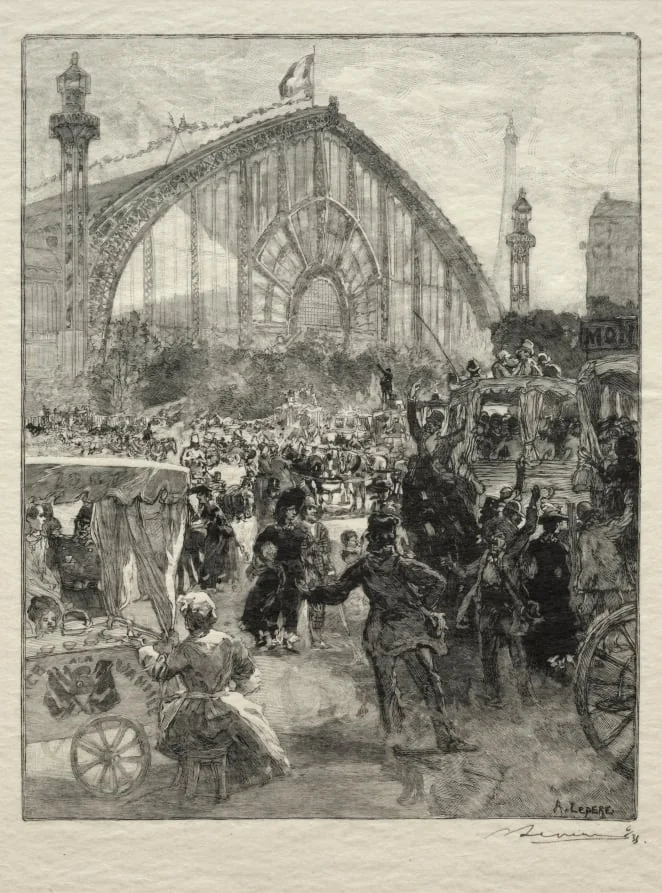 Leaving the 1889 Exhibition, by Auguste Lepère, 1889