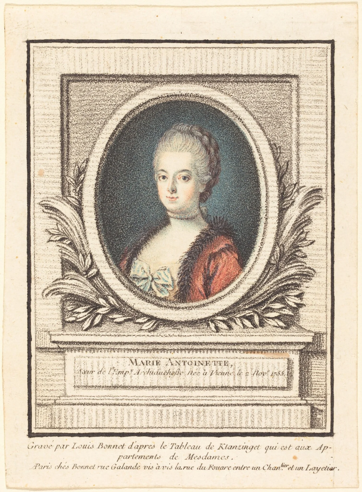 Marie-Antoinette, Dauphine, by Louis-Marin Bonnet, chalk, 1764