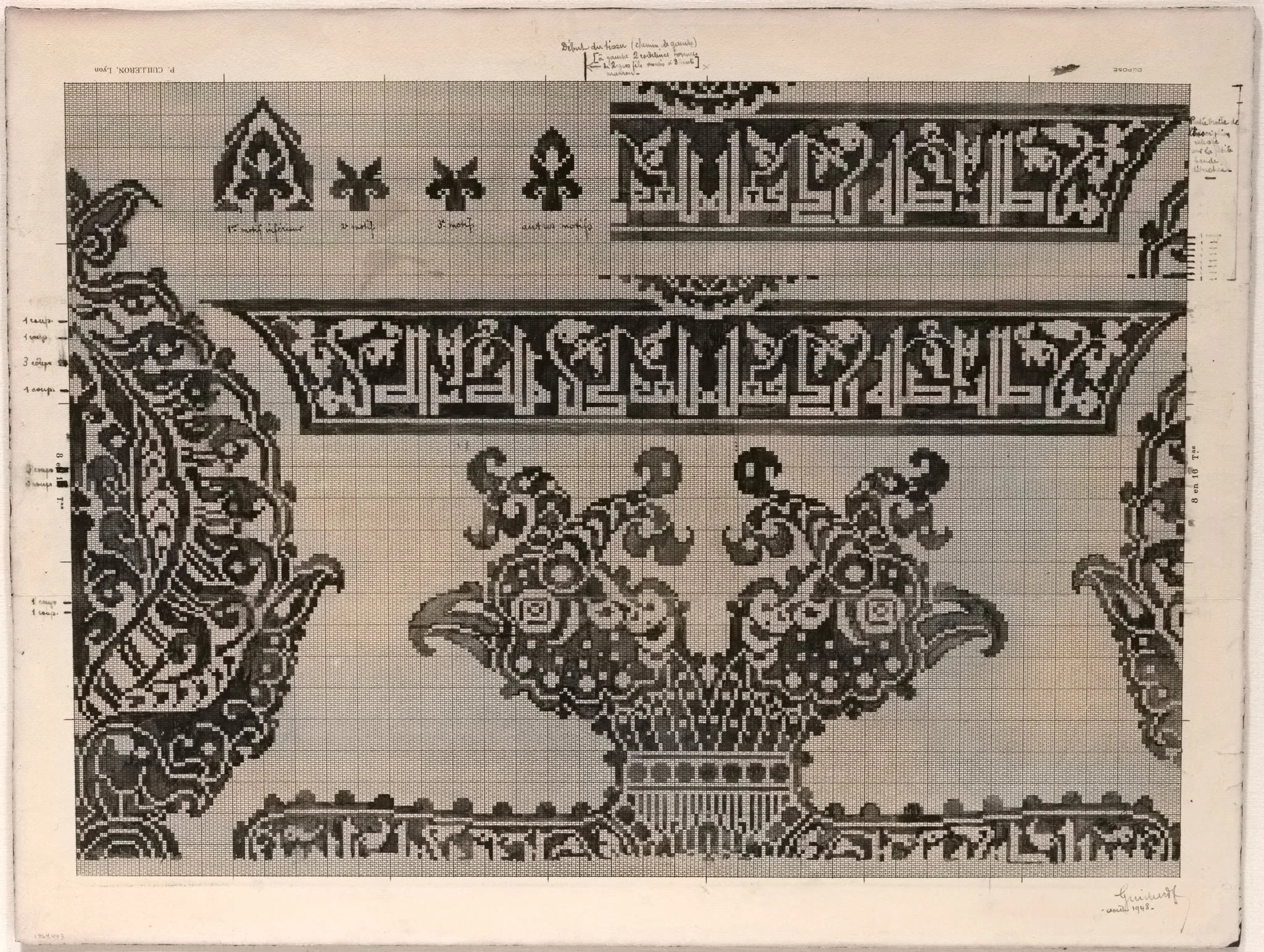 Schematic Drawing of Buyid Silk (1953.434), by Félix Guichert, 1904
