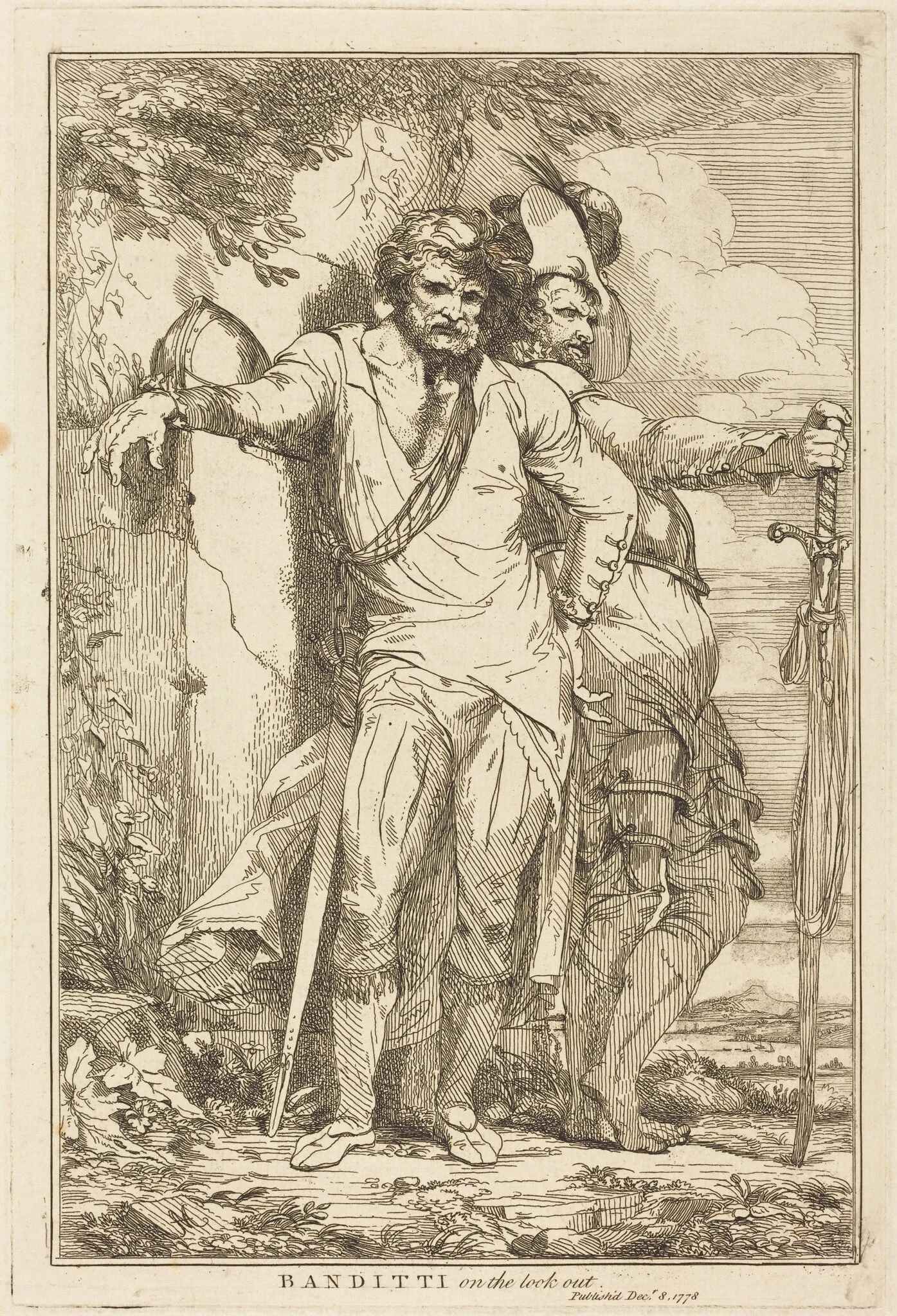 Banditti on the Look Out, by John Hamilton Mortimer, ink, 1778
