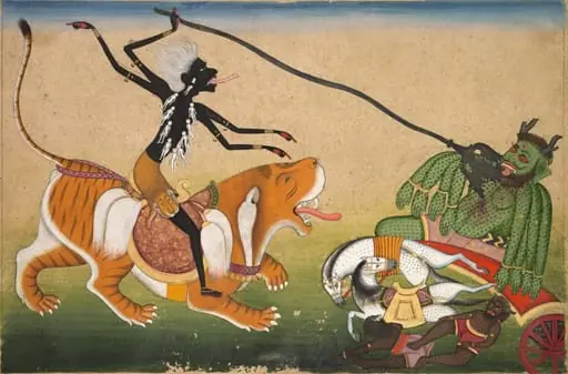Kali attacking Nisumbha