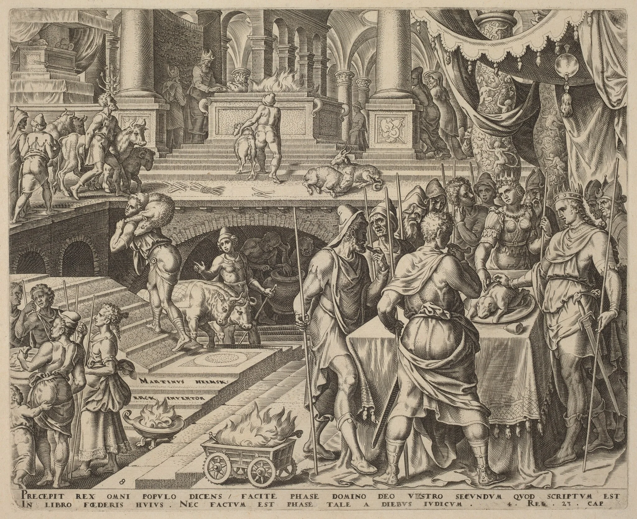 Josiah Celebrating Passover, by Philip Galle, ink, 1569