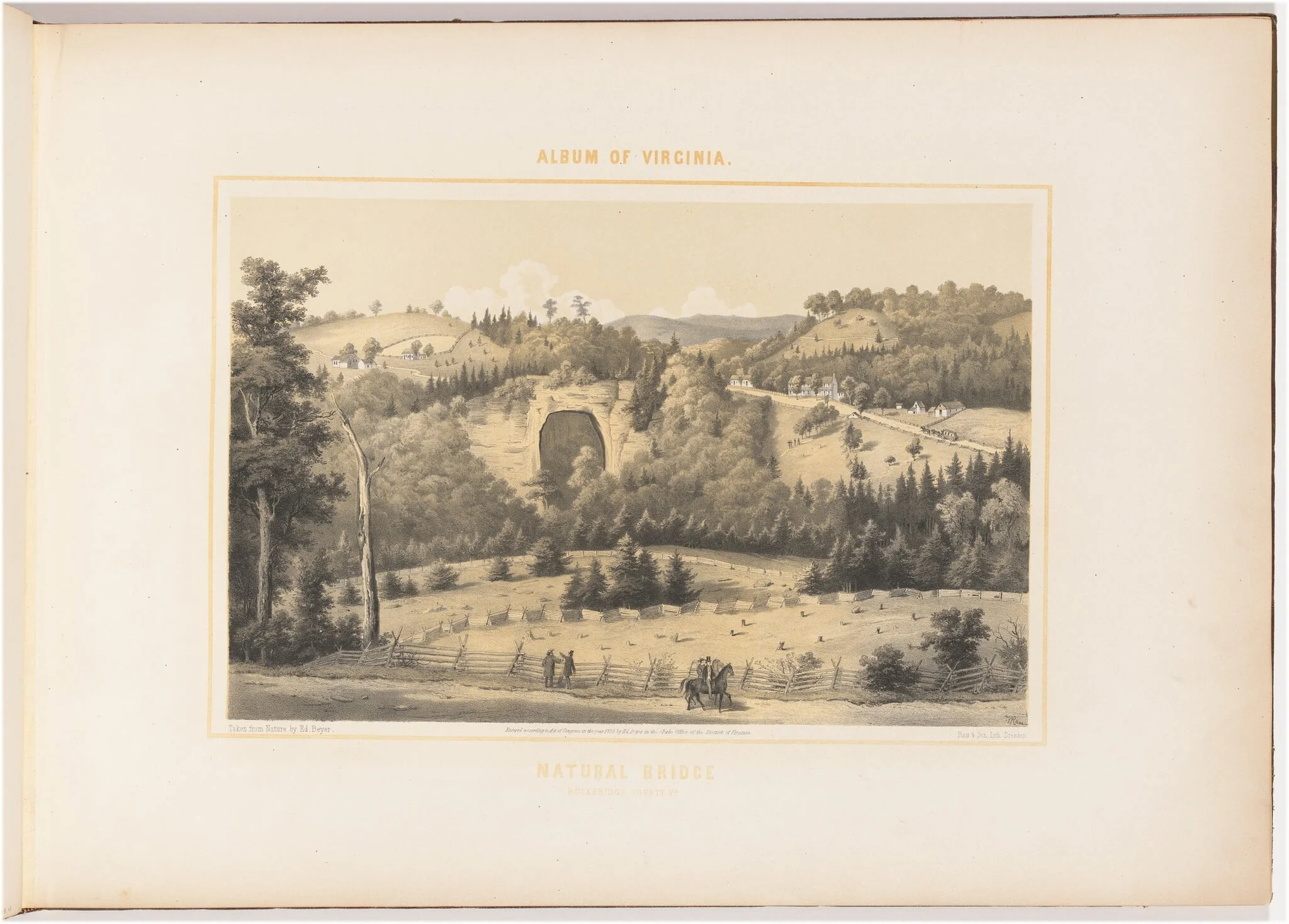 Natural Bridge, by Woldemar Rau, ink, 1858
