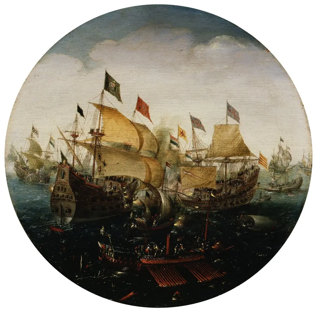 Sea Battle between Dutch and Spanish Ships