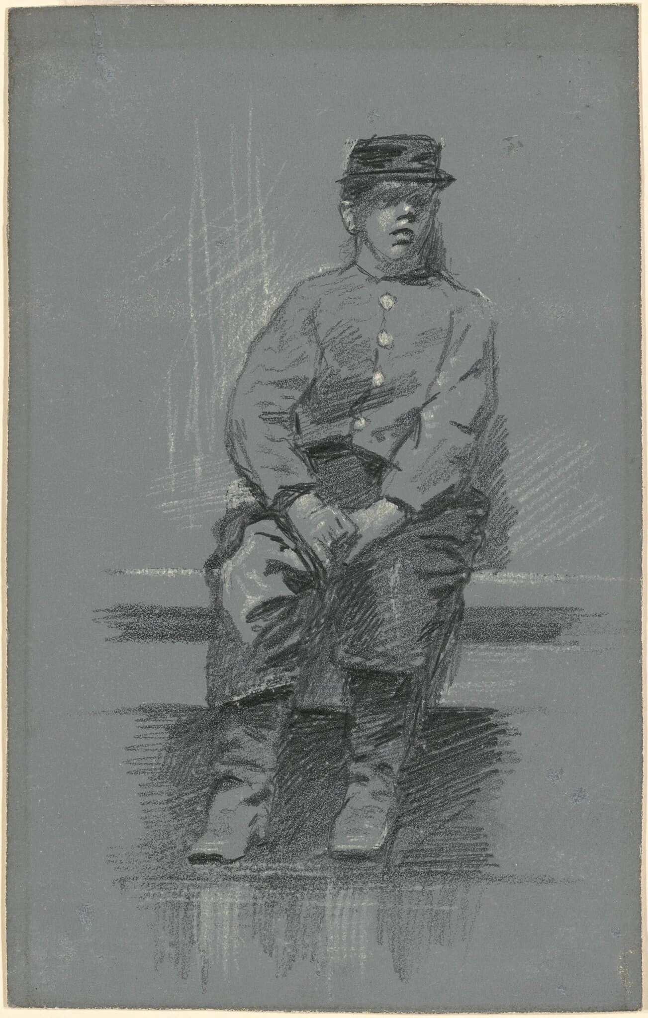The Cadet, by Robert William Vonnoh, graphite, 1801
