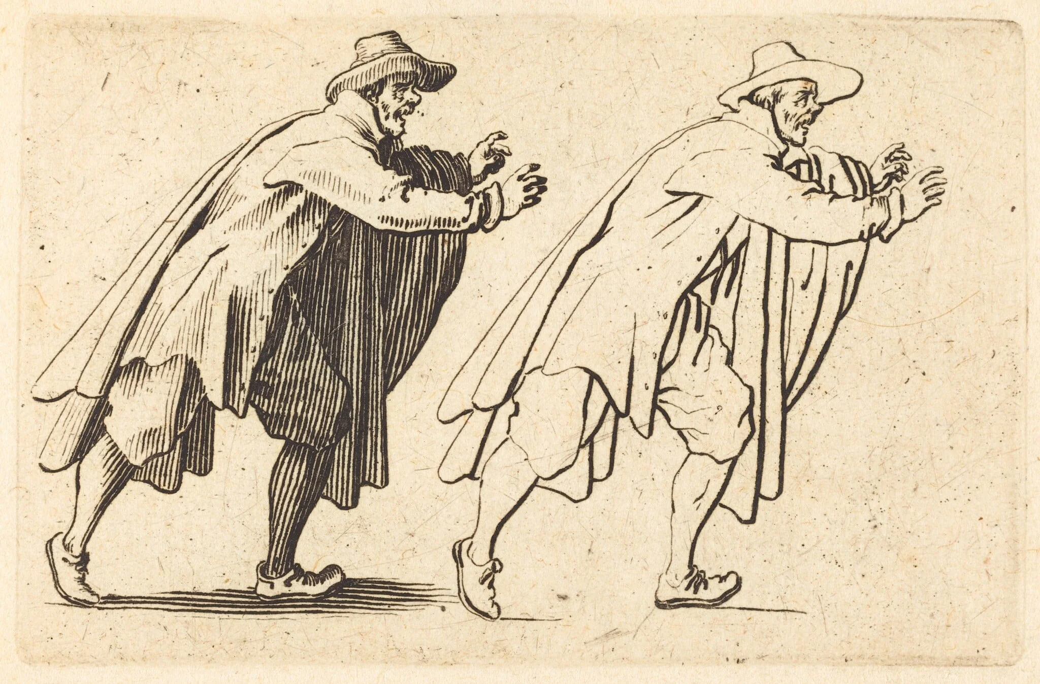 Man Moving Abruptly, by Jacques Callot, ink, 1622