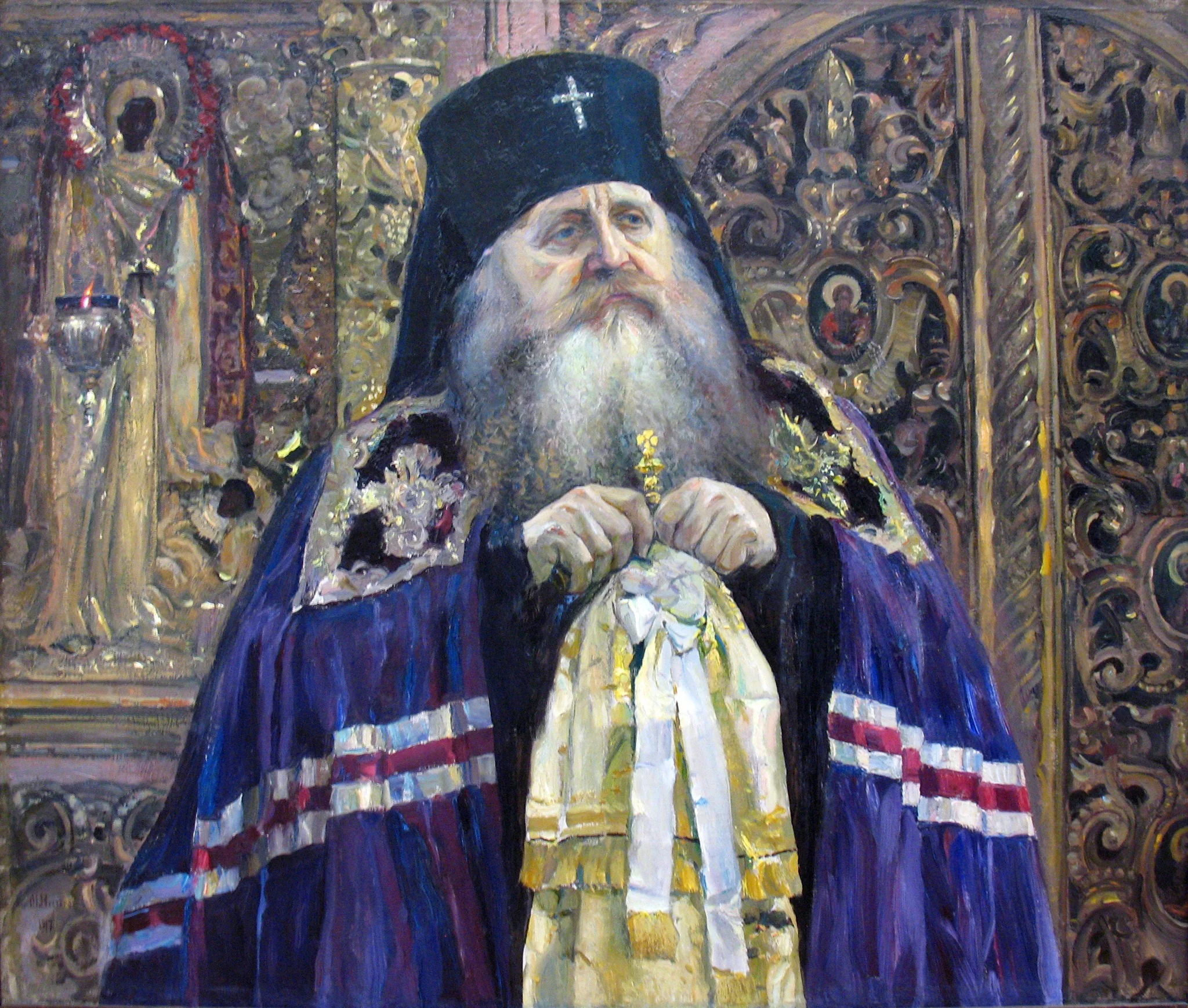 Archbishop Anthony (Khrapovitsky), by Mikhail Nesterov, oil, 1917