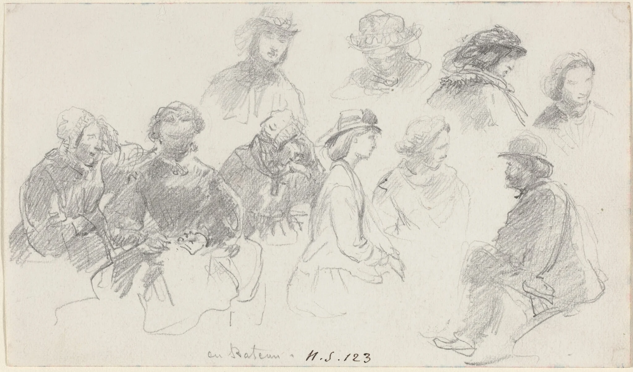 Passengers on Shipboard, by Eugène Boudin, graphite, 1861