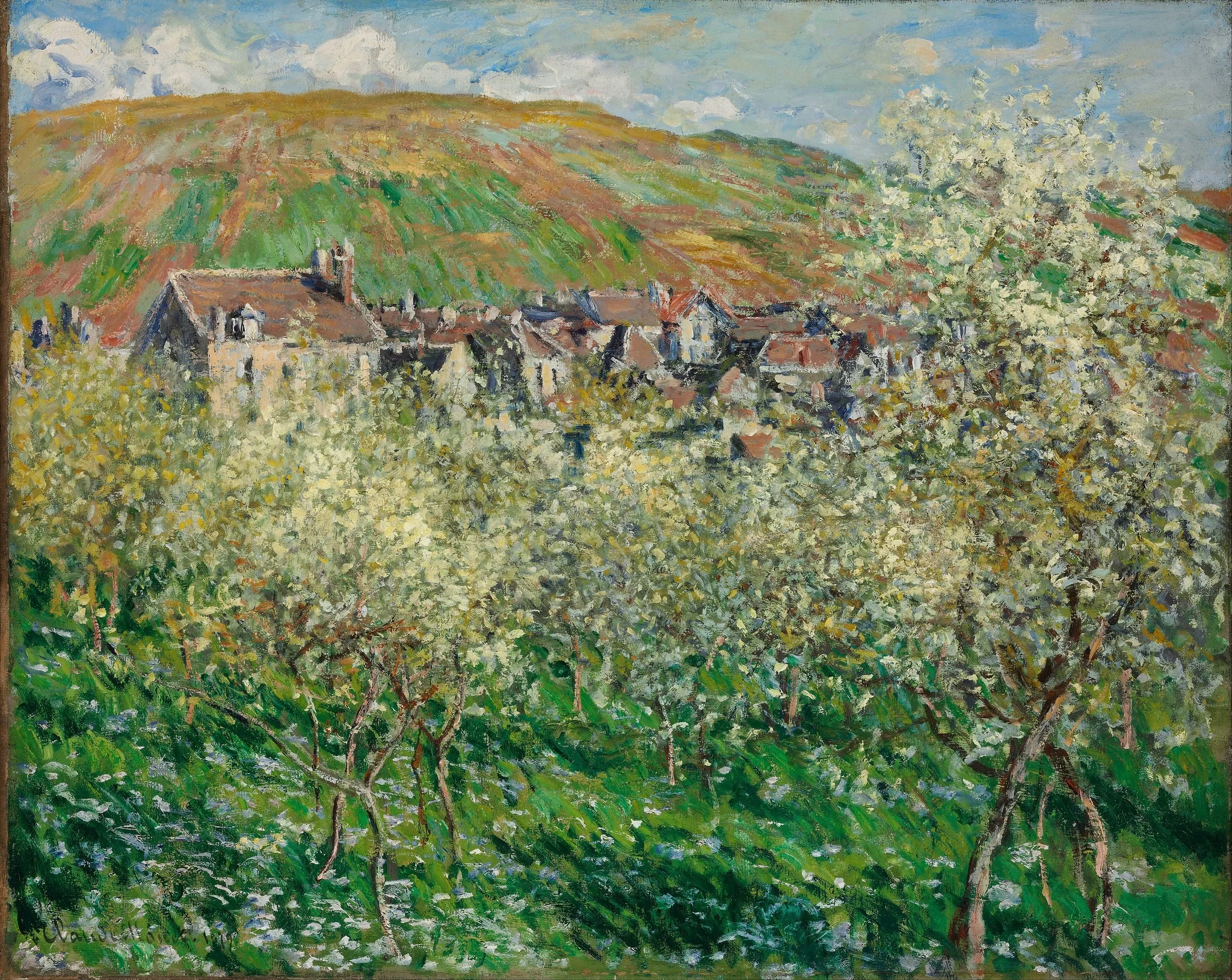 Flowering Plum Trees, by Claude Monet, oil, 1890
