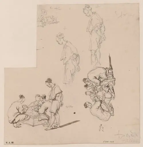 Chinese card-players and other figures