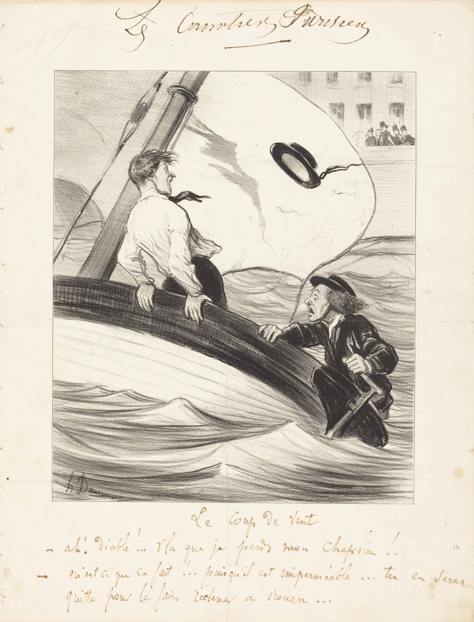 Le Coup de vent, by Honoré Daumier, ink, 1843