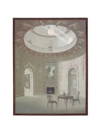 Architectural capriccio, one of five decorative paintings from the V&A 'Painted Room'