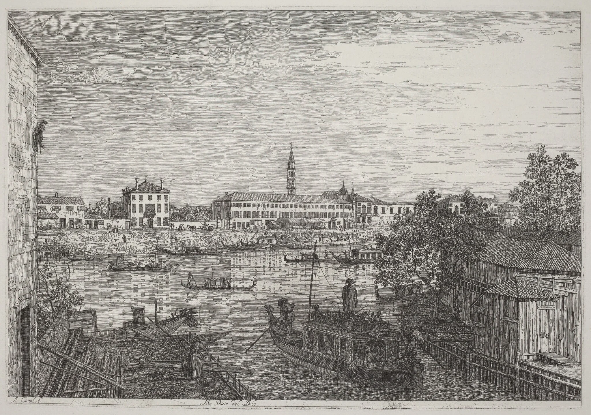 Ale Porte del Dolo, by Canaletto, ink, 1740