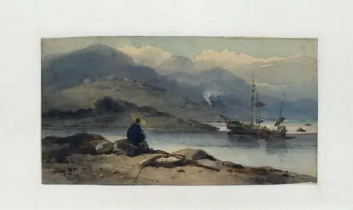A Chinese River, with a figure on the bank