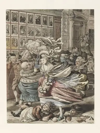 A Windy Day - scene outside the shop of Bowles, the printseller, in St. Paul's Churchyard