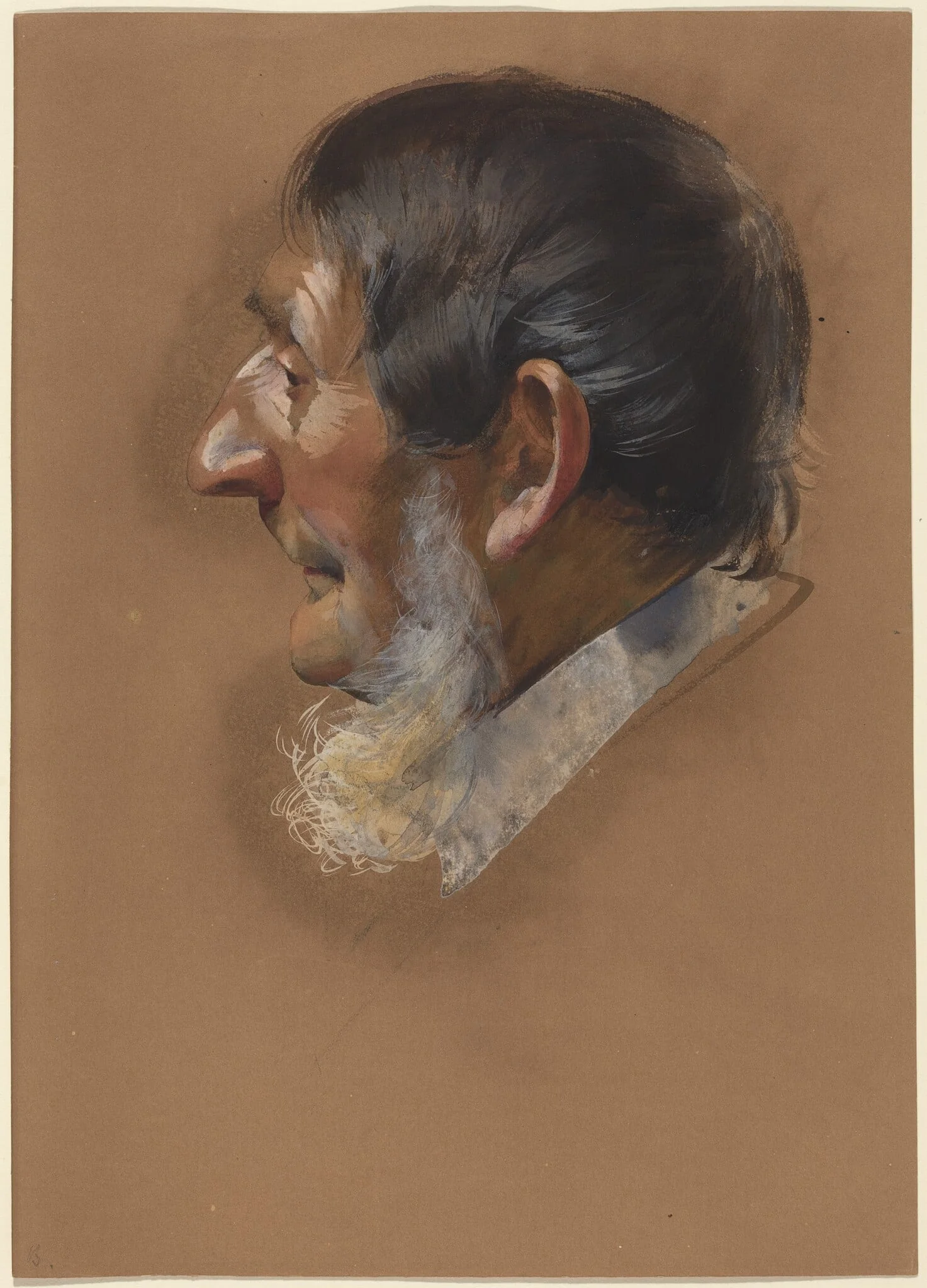 Profile of a Man with Sidewhiskers, by German 19th Century, gouache, 1850