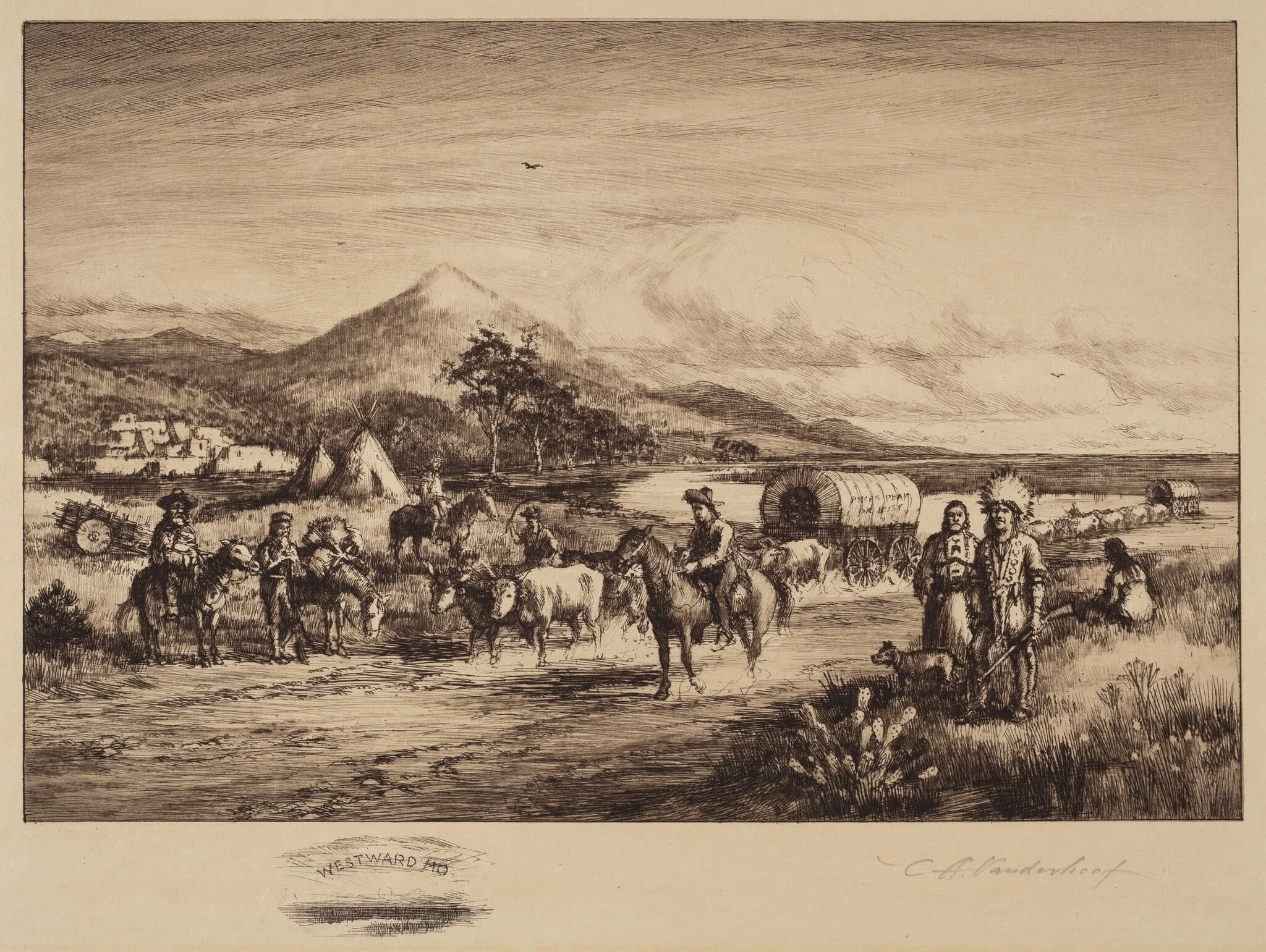Westward Ho, by Charles A. Vanderhoof, ink, 1884