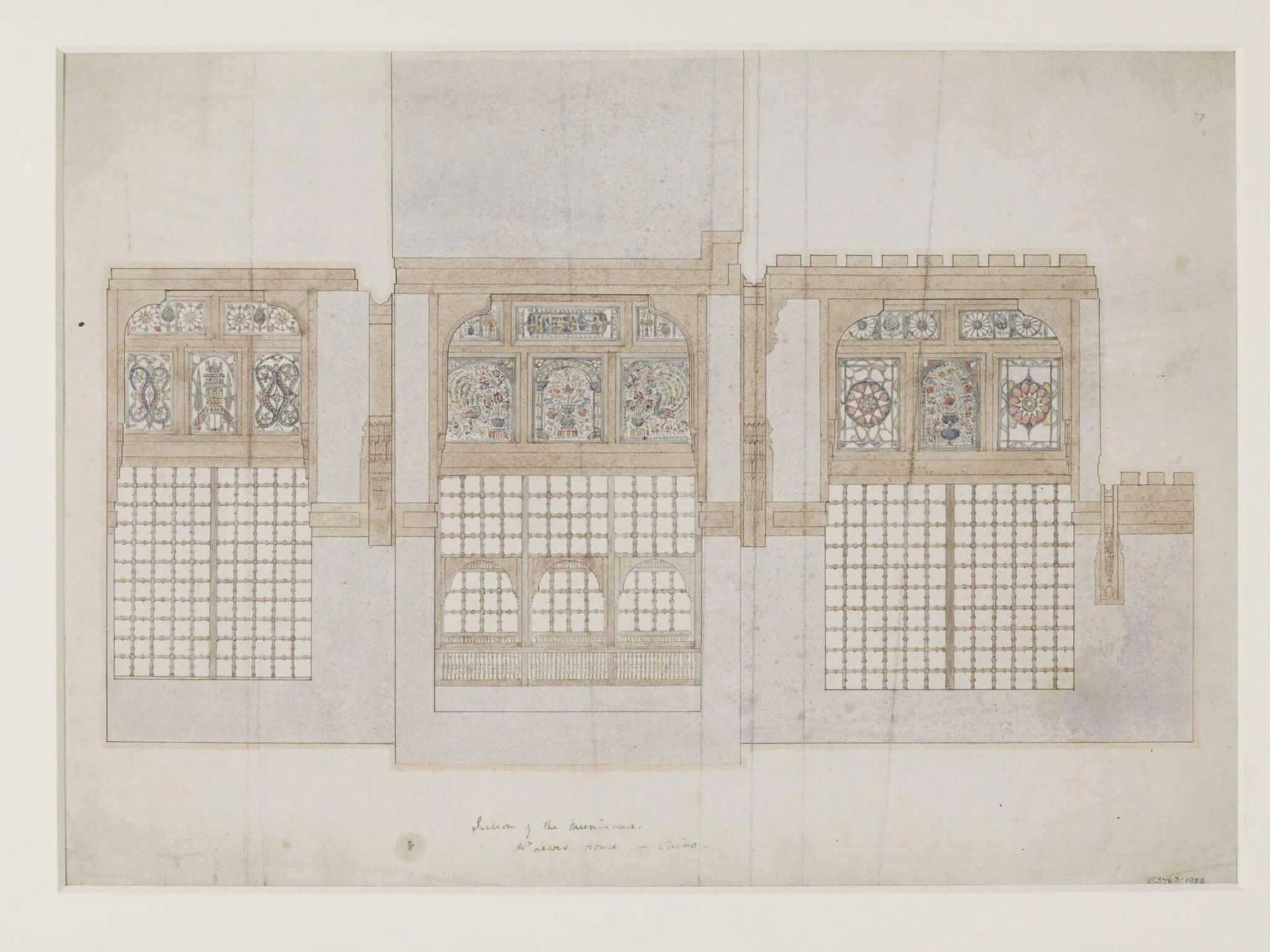 Drawing showing the interior decoration of houses in Cairo