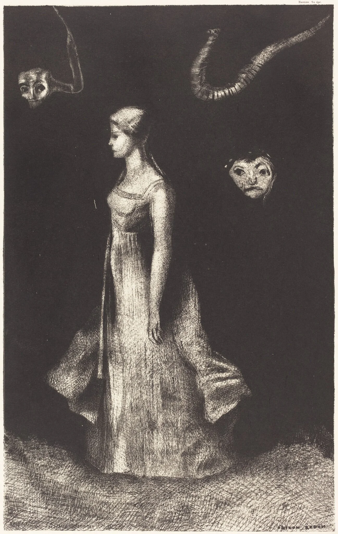 Hantise (Obsession), by Odilon Redon, ink, 1894