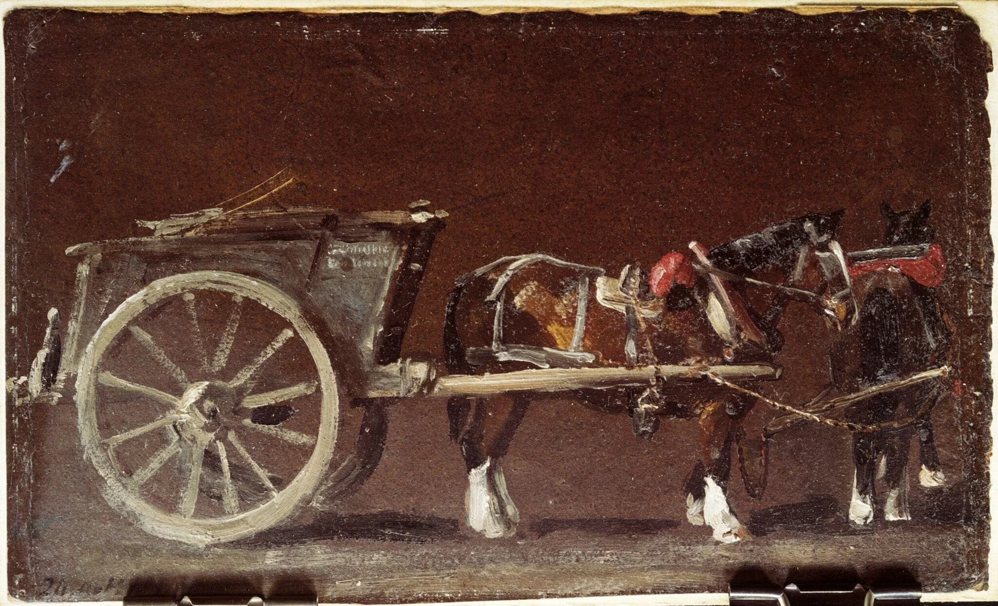 Study of a Cart with Two Horses, by John Constable, oil, 17