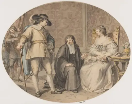 Oliver Cromwell discovering his chaplain, Jeremiah White, on his knees before his youngest daughter, Frances.