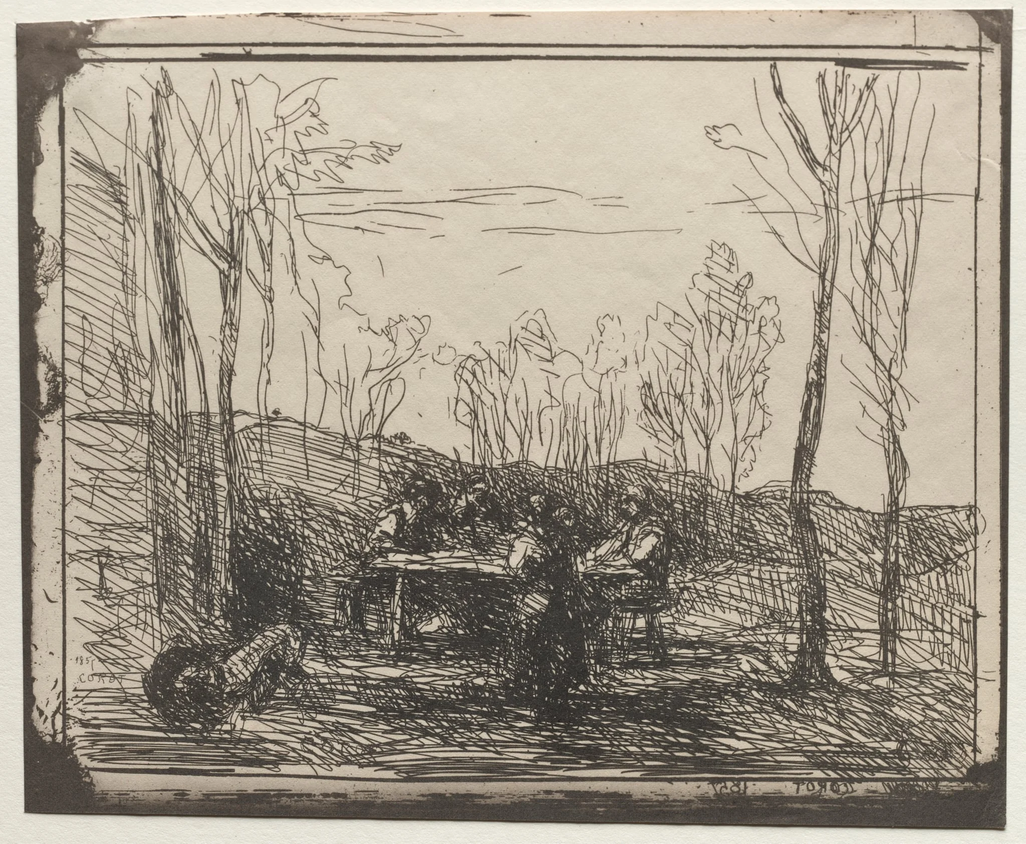 Breakfast in a Glade, by Jean Baptiste Camille Corot, 1857