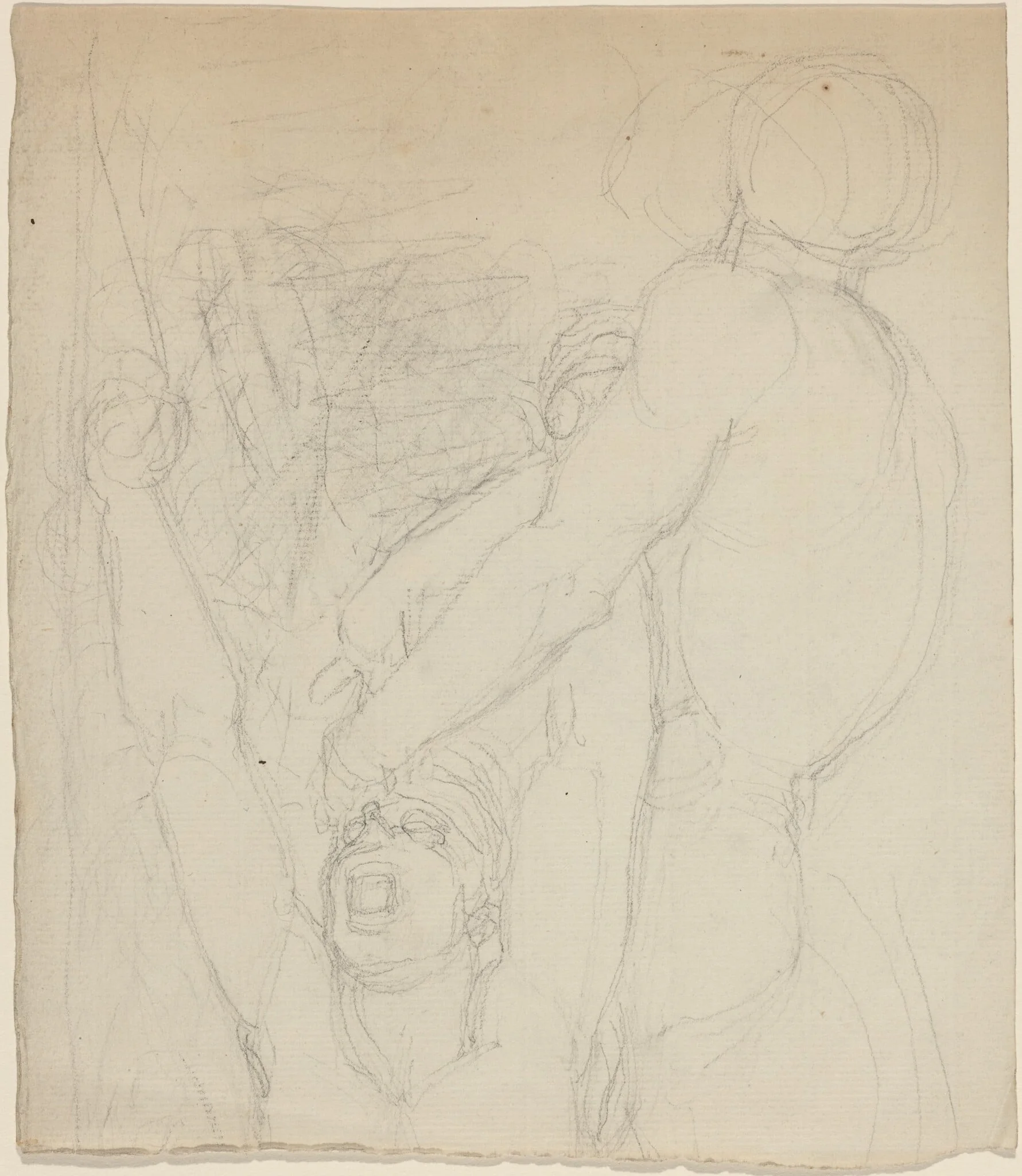 Two Fighting Figures, by John Flaxman, graphite, 1790