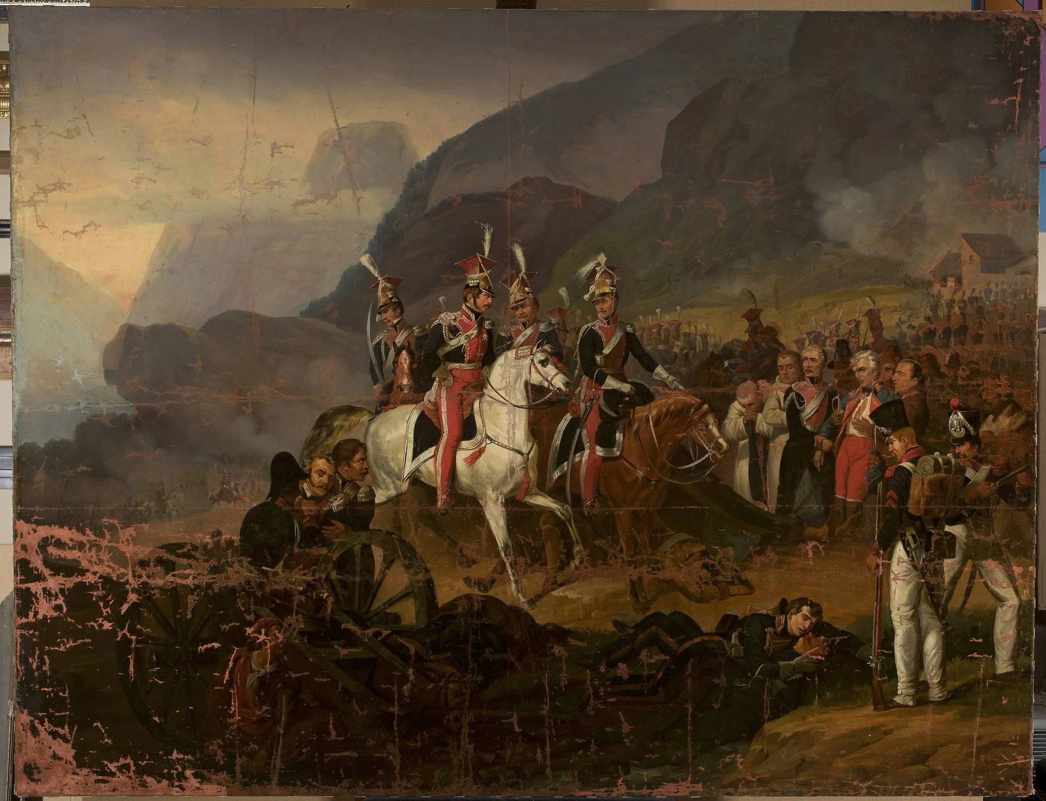 Battle scene: Wincenty Krasiński receives the report from Kozietulski after the battle of Somosierra (copy, after Horace Vernet)