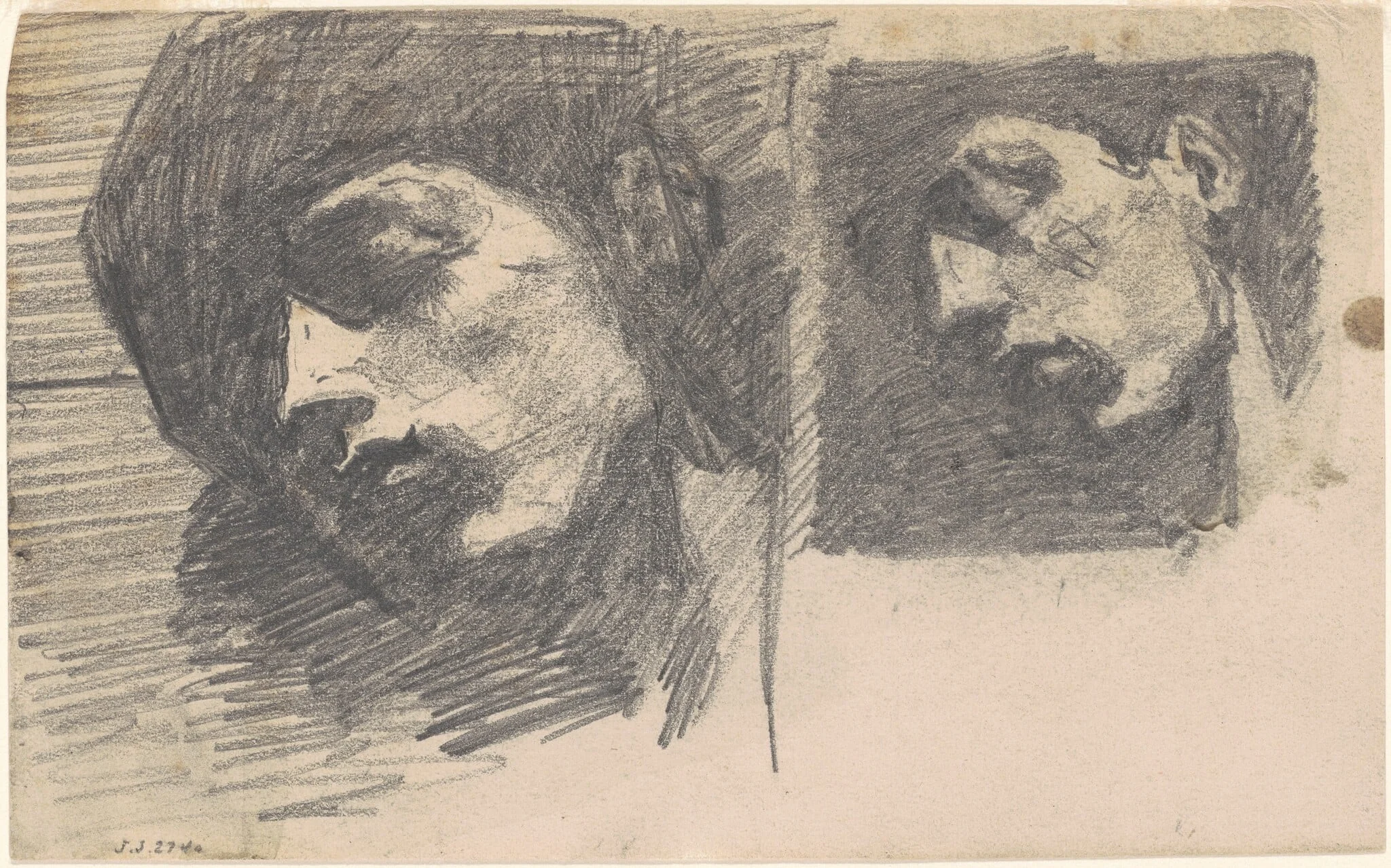 Two Heads, by John Singer Sargent, graphite, 1878