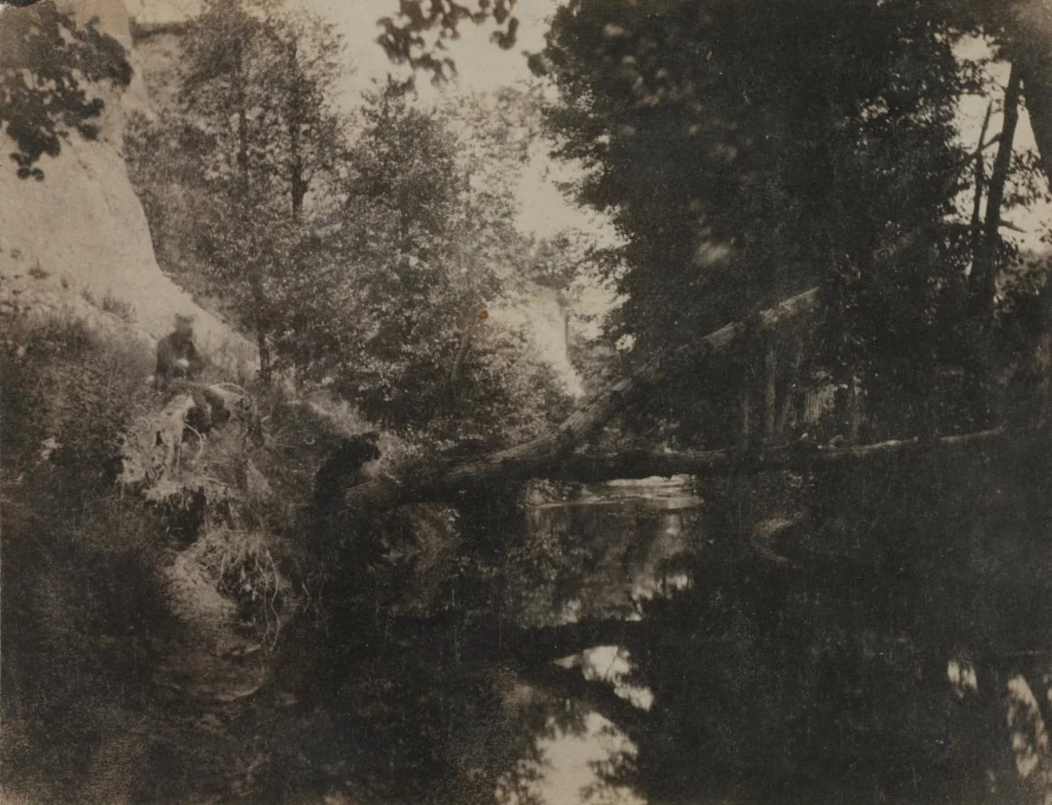 Landscape with Seated Figure on Stream Bank, by Frank Chauvassaignes, 1856