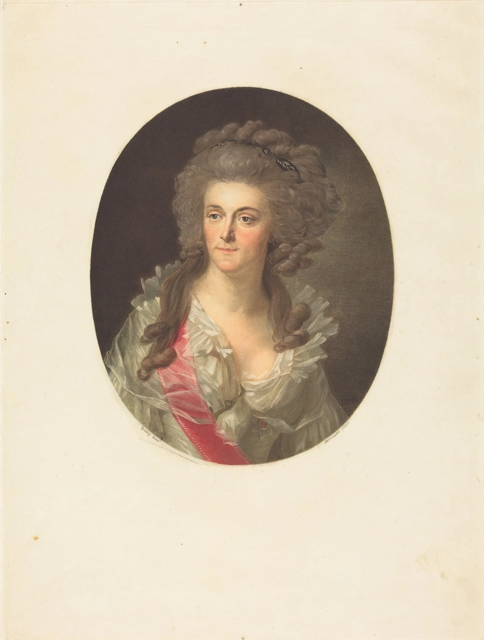 Frederica Sophia Wilhelmina of Prussia, Princess of Orange Nassau, by Charles-Melchior Descourtis, ink, 1786