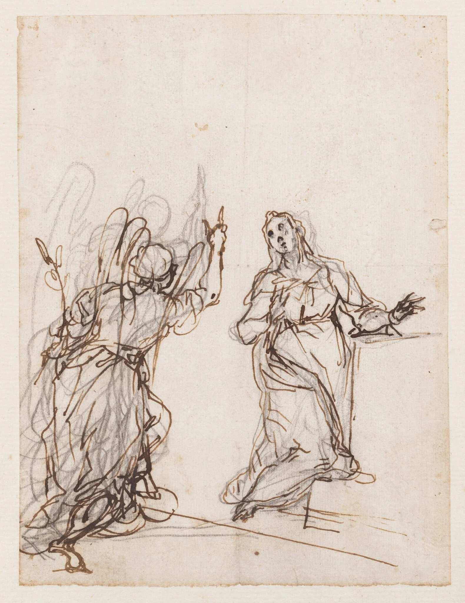 The Annunciation, by Alessandro Maganza, graphite, 1593