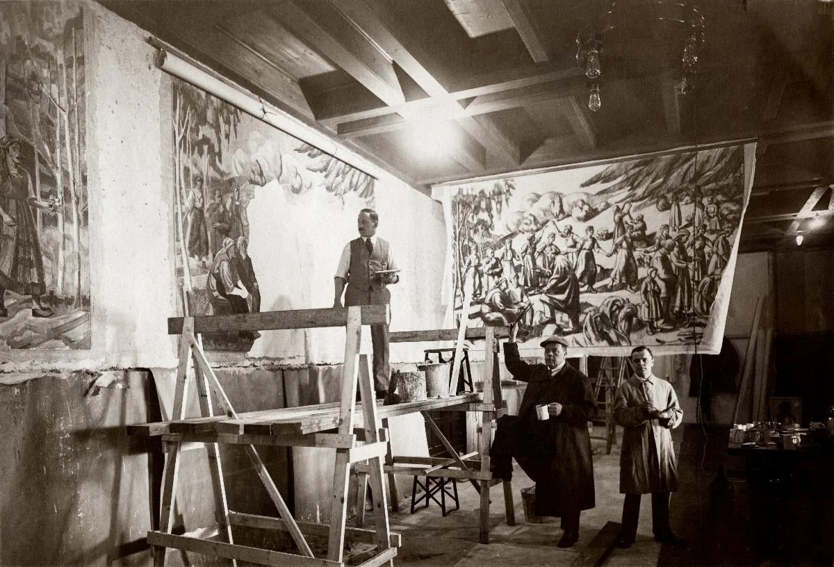 Kansallisteatterin freskojen maalaus vuonna 1928, by Unknown, 1850