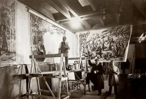 Kansallisteatterin freskojen maalaus vuonna 1928