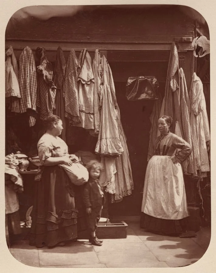 An Old Clothes Shop, Seven Dials, by John Thomson, 1877