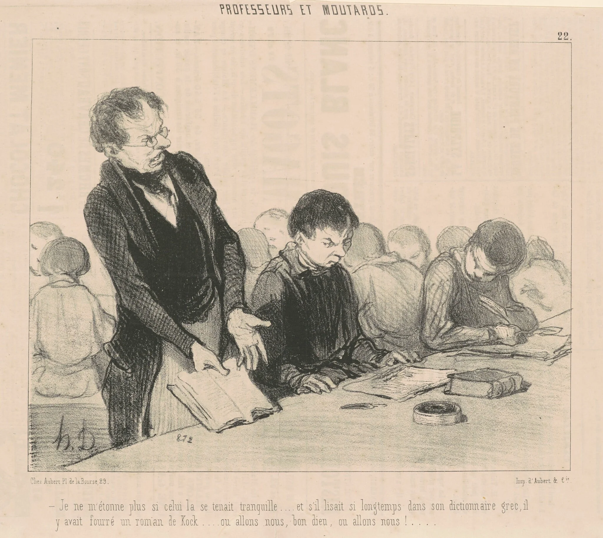 Je ne m'étonne plus si celui-la se tentaint tranquille ..., by Honoré Daumier, ink, 1846