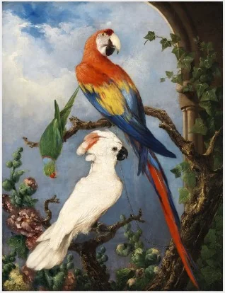 Paroquets, by Edward Henry Murphy, oil, 1830