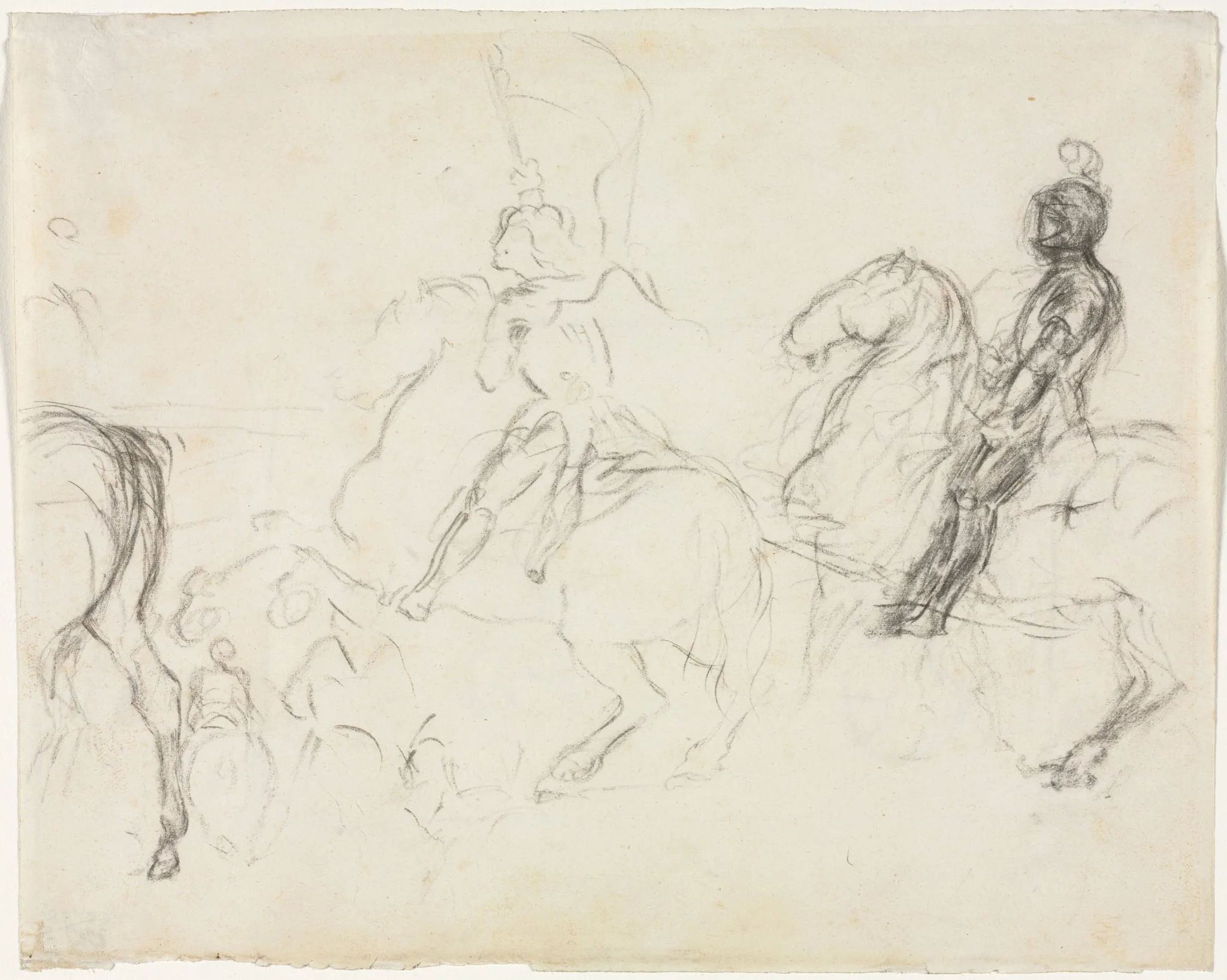 Battle Scene with Armored Figures on Horseback (recto)