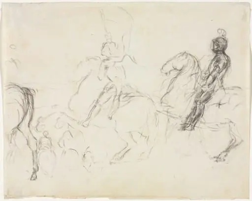 Battle Scene with Armored Figures on Horseback (recto)