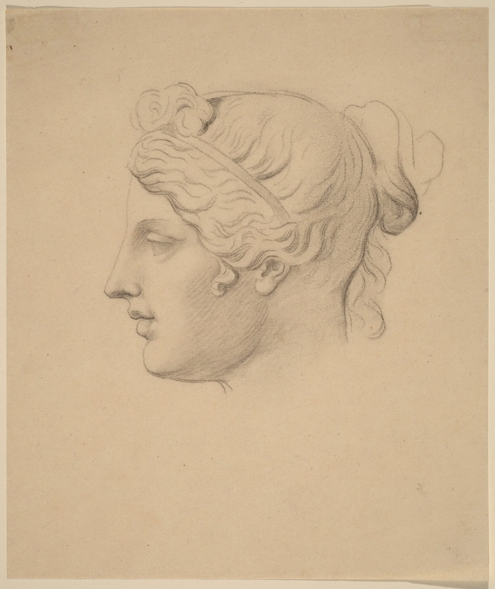 Classical Head in Profile, by Horatio Greenough, graphite, 1828